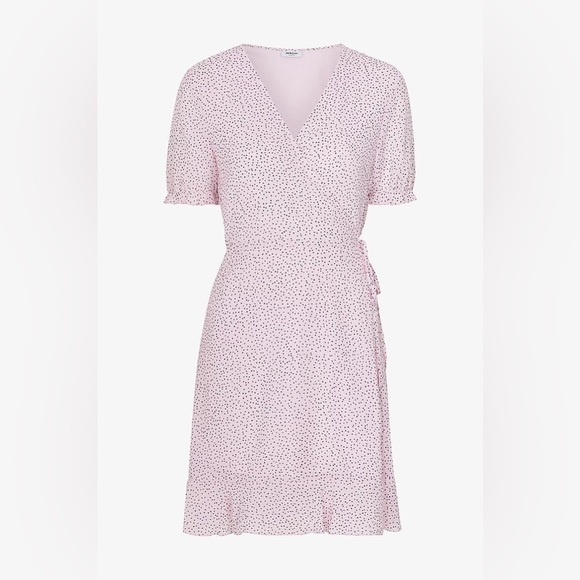 MSCH Copenhagen Samera Rikkelie Mini Wrap Dress Lilac Pink Polka Dot Size XS NEW - Picture 7 of 11